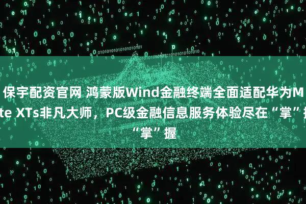 保宇配资官网 鸿蒙版Wind金融终端全面适配华为Mate XTs非凡大师，PC级金融信息服务体验尽在“掌”握